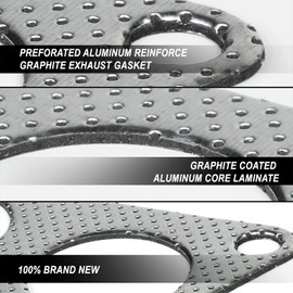 Auto Dynasty 2mm Thick Header Exhaust Manifold Gaskets Compatible with Small Block Chevy GMC SBC Gen 1 Engines 88-00, Pair, Steel Graphite