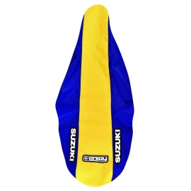 Enjoy MFG 2001-2020 SUZUKI RM 125 RM 250 Gripper Seat Cover Gripper   BLUE/YELLOW Logo #52
