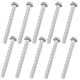 Concrete Screws Without Dowels, Pack of 10 Concrete Screws, Hexagonal Head M6 x 75 with Washer for Masonry, Concrete, Industry, Architecture