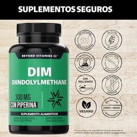 Beyond Vitamins | DIM Suplemento 300 mg | Diindolilmetano avanzado + Piperina al 95% | Cápsulas vegetales VCaps | 2 meses