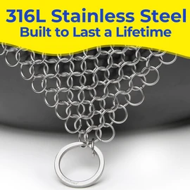 AMAGABELI GARDEN & HOME 10”x10” Stainless Steel Cast Iron Cleaner Chainmail Scrubber for Cast Iron Pan Skillet Cleaner for Dishes Cast Iron Pot Cookware Accessories BG263