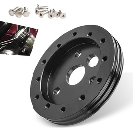 Sumjig 1 PC Car Steering Wheel Base Connector Conversion Spacer, 0.5" 6-hole to 3-hole Steering Wheel Quick Release Boss Kit with 0.8"/0.62" Screws, Repair Modification Accessories (Black)
