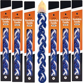 Zion Judaica Havdalah Candle Braided Blue and White Flat 12" Long (6 Pack)