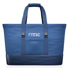 RTIC Everyday Insulated Tote Bag, Large Reusable Thermal Cooler with Zippered Top for Beach, Grocery, Shopping, Camping, Picnic, Travel, 35 L Capacity, Navy