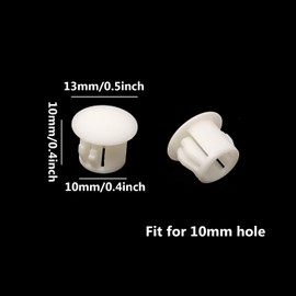 Honbay 50PCS White Hole Plugs Plastic Flush Type Hole Plugs Snap in Locking Hole Tube, Furniture Fencing Post Pipe Insert End Caps 10mm (3/8")