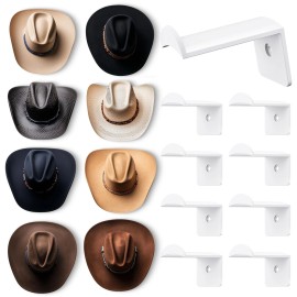Aoodaily 2.8 Inch Hat Hooks for Wall - (8 Pack) Cowboy Hat Rack, Strong Adhesive Cap Hold