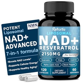 Suplemento liposomal NAD de 2150 mg, NAD+ con resveratrol, quercetina, CoQ10, ácido alfa lipoico, PQQ, apoya la energía celular y el envejecimiento sa