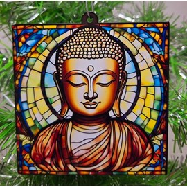Buddha Stain Glass Themed Buddhist Christmas Ornament