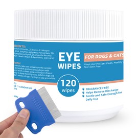 Dog Eye Wipes - 120Ct Tear Stain Remover for Dogs and Cats - 3.15" Presoaked Eye Wash Pads - Unscented Pet Eye Wipes for Remove Discharge and Crust