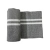 1pc Grey Ribbing Fabric Polyester Elastic Ribbed Cuffs White Stripes