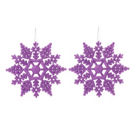 12pk Glitter Snowflake Hanging Decorations, Christmas Tree Snowflake Baubles/Ornaments (Lilac)