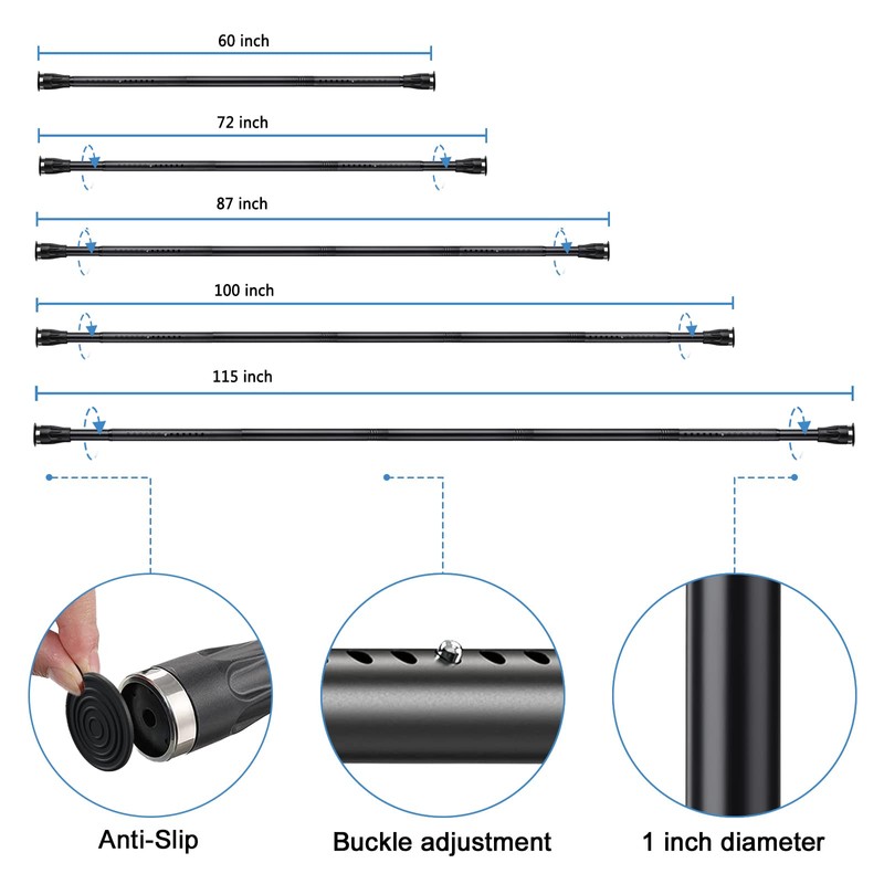 Tension Curtain Rod, 42 to 72 inch Adjustable Heavy Duty