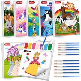 YMluky Paint with Water Books for Kid,6 Coloring Book With Magic Paint Set for Kids,Travel Coloring Kit，Arts and Crafts Suitable for Birthday (Girls Like)