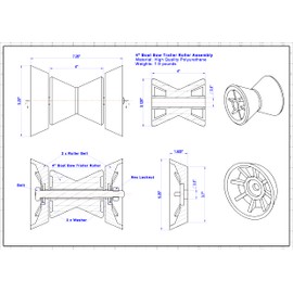 COLOFULWAY 4" Boat Trailer Roller Assembly Poly Bow Roller with Spoke fits 1/2" Shaft, Polyurethane(Red)