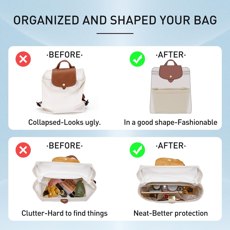 Doxo Backpack Organzier Insert Compatible with Longchamp Le Pliage Bag