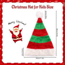 Deepton Christmas Hat, Santa Hat Unisex, Perimeter 60 cm/23.6" Red Santa Hats for Adults Women with 2 Green Stripes, Christmas Hats Adult Comfort for Xmas Holiday Christmas New Year - Red + Green