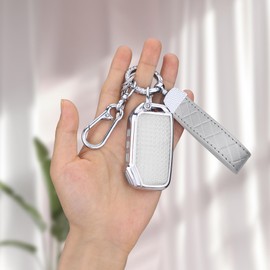 Seedwee for Kia key fob cover, Soft TPU Keys Protector Bling Key Fob Keychain for Kia K4 K5 Cerato Ceed Forte NIRO Sorento Seltos Sportage Soul Telluride, Silver Clear