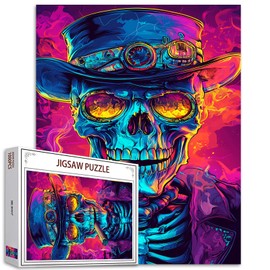 Colorful Skull Puzzle for Adults 1000 Piece Skeleton Jigsaw Puzzles for Challenging Family Activity Games Graffiti Skull Jigsaw Puzzle Art Wall Decor Home Decor DIY Craft Puzzle Gift