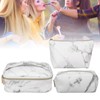 3Pcs Women Cosmetic Bag Marble Print Makeup Case Storage Handbag