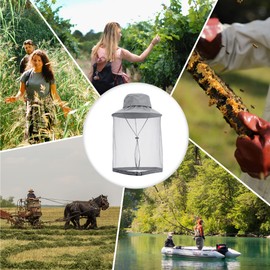 Mogokoyo Mosquito Head Net Hat Beekeeping Hat Anti-Mosquito Sun Hat Fishing Hat with Mosquito Net for Men and Women Face Protection Hat for Outdoor Gardening Jungle Fishing (Light Grey)