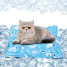 diwaite Dog Cooling Mat - Water Injection Pet Mat with Thickened Cooling Fibers, Durable & Leakproof Design for All Types of Pets, Keep Dogs and Cats Cool Outdoor & Indoor(23.6" x 19.7", Blue Polar)