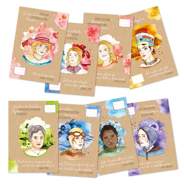 Papierdrachen 8 high-quality paper notebook covers, A4, women's power, notebook