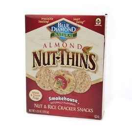 Blue Diamond Nut-Thins Almond Nut & Rice Cracker Snacks, Smokehouse 4.25 oz (Pack of 3)