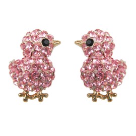 Navachi 18k Gold Plated Chicken Pink Crystal Enamel Az1501s Stud Earrings