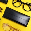Leather Sunglasses Case Pouch Black Portable Slim Travel 5ea