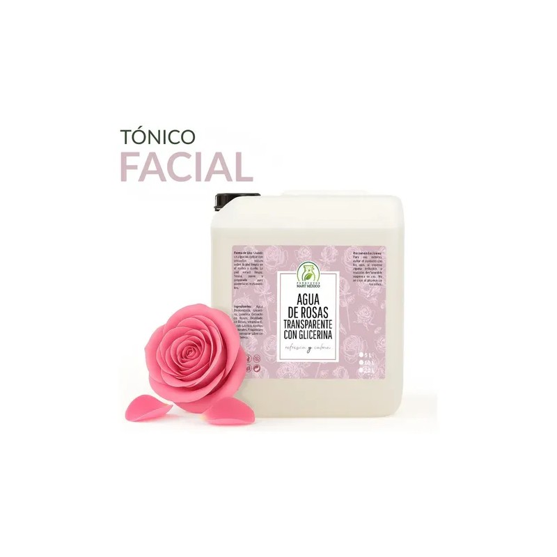 Agua De Rosas Con Glicerina Transparente 5 Litros