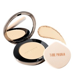 TIMEPHORIA Base de Maquillaje en Polvo Timeless Optima, Alta Cobertura y Acabado Matte Blur, 16H Control de Brillo, Polvo Compacto para Piel Grasa y con Acné, con Aplicador de Cara, 8.5g(001 Creme)