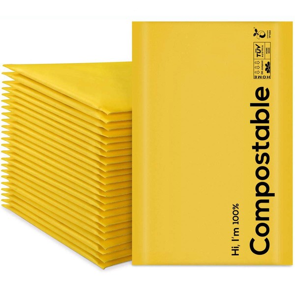 8.5x12 100% Biodegradable Bubble Mailers,25 Count #2 Compostable Padded Packaging