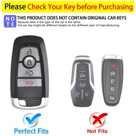 for Ford Key Fob Cover Soft TPU with Leather Keychain Keyless Protection Key Fob Case Fit for 2018-2025 Ford Explorer Bronco F150 Mustang Ranger Escape Edge Expedition Fusion 4 Button, Gray