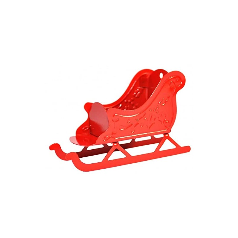 Dollhouse Red Traditional Christmas Sleigh Metal Miniature Accessories 1:12