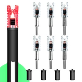 DEEPOWER Crossbow Lighted Nocks for Bolts 6 PCS with .285”/.297”/.300”/.305” Bushings LED Nock with ON/Off Switch Red