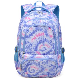 BLUEFAIRY Kids Backpack for Girls Elementary Primary Middle School Bags for Aged 8-10 for Teens Childs Bookbags Back to School Book Bags Cute Mochilas para Niñas Tie-dye Violet