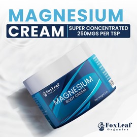 FOXLEAF Magnesium Cream - Support for Sleep, Leg Cramps, Joint Support, & Muscle Soreness - Maximum Strength Magnesium Lotion with Arnica, Shea Butter, Lavender Essential Oil - Made in USA - 4oz