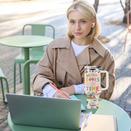 WWHSAI Book Lover Gifts,Book and Reading Gifts for Readers Women, Librarian Gift Reading Tumbler with Handle 40oz, Birthday Bookish/Reading Gift for Books Lovers Women