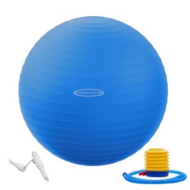 Fitvids Anti-Burst and Slip Resistant Exercise Ball Yoga Ball Fitness Ball Birthing Ball with Quick Pump, 2,000-Pound Capacity, Blue, 22-inch, M