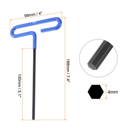 sourcing map T Handle Hex Key Wrench 4mm Metric Long T-Key Hexagon Wrenches Spanner Repair Tool with Cushion Grip