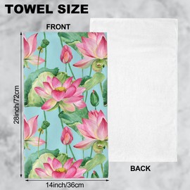 Wotinsi Hand Towels Set of 2 Lotus Flowers Towels for Bathroom Soft Absorbent Decorative Hand Bath Towels Dish Towels for Kitchen Sports Gym Yoga Home Decor 14 x 28 in