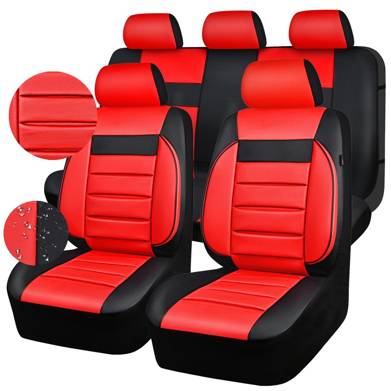CAR PASS Leather Seat Covers Full Set Universal Water Resistant