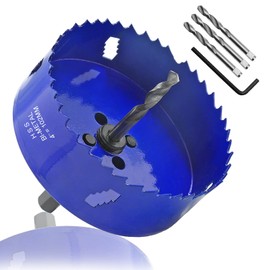 Seimneire 4 Inch Hole Saw with Heavy Duty Arbor, 1.2 Inch Cutting Depth HSS Bi-Metal Hole Drilling Cutter for Smoothly Cutting in Wood Cornhole Boards Plastic Drywall & Thin Metal