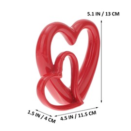 Red Heart Figurine Heart Statue Decor Wedding Anniversary Couple for Desk Shelf Home Office