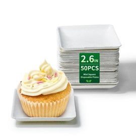 TreeMVI 50pk Disposable Sauce Dishes Eco-Friendly Mini Appetizer Plates Fit Condiment Tray, Dessert Servings, Food Tasting, Side Dish (100PCS-Square Shape)
