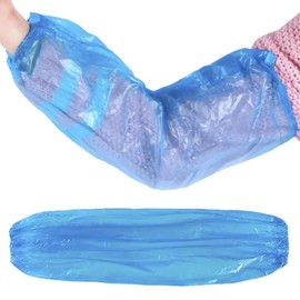 KIBERTIC Pack of 100 Disposable Waterproof Arm Warmers, Blue, Plaster Arm Protective Cover, Waterproof Cuffs, Gloves with Cuffs, Arm Protectors, Comfort, Hygiene, Universal Size