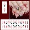 Christmas Press on Nails Medium Almond Fake Nails Green Glitter