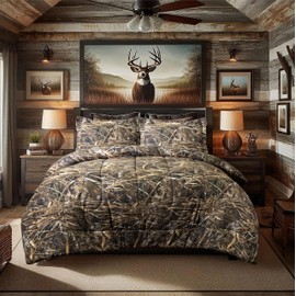 VISI-ONE Realtree Max-7 Camo Queen 3 Piece Comforter Set – Universal Outdoor Bedding, Rustic Farmhouse Décor for Nature & Wildlife Lover, Ideal for RV, Cabin, Lodge, Ranch, Farmhouse & Modern Space
