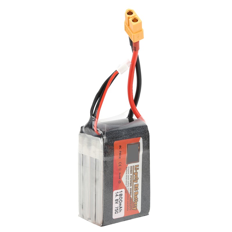 14.8V 1800mAh 4S 75C Lipo Battery Pack with XT60 Plug