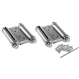 2Pcs 76mm 3'' Cafe Saloon Door Hinges Double Action Spring Hinge Stainless Steel Self-Closing (Silver)